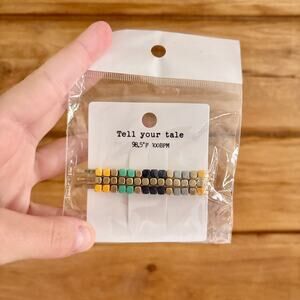 Marlyn Schiff 3 Beaded Hair Clip Bobby Pin Barrette Accessories Gold Yellow Navy